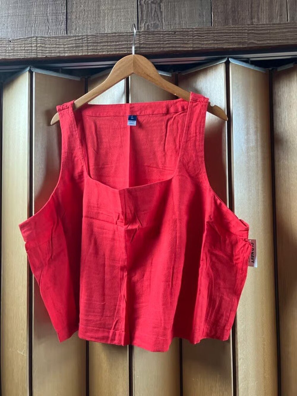 Linen Blend (Size 3X) Square Neck Crop Tank Lagenlook Minimalist Festival Resort